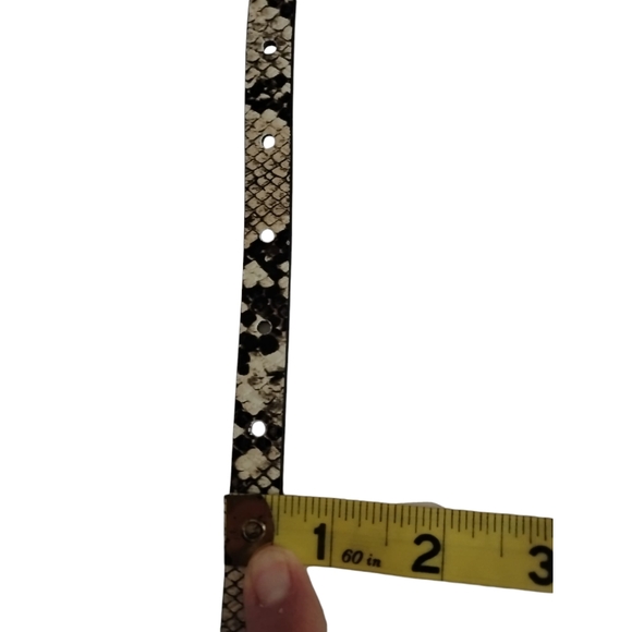 Snake Print Leather Belt with Gold Buckle - Picture 6 of 6